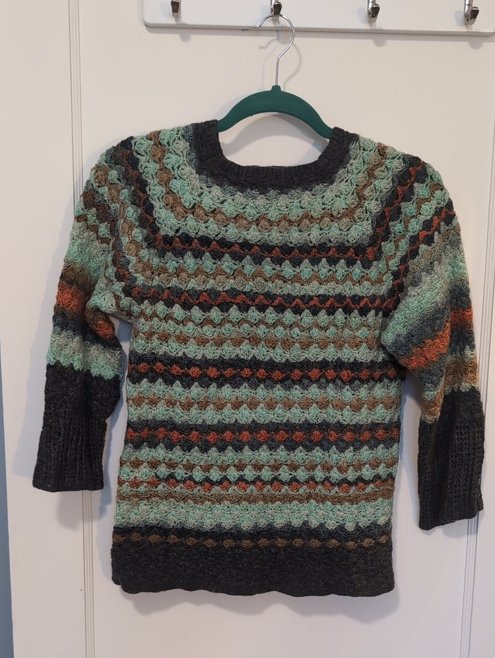 Vintage Handmade Crochet Crewneck Striped Sweater